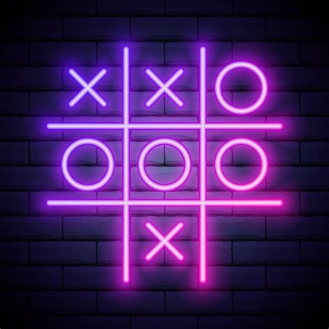 Premium Vector Tic Tac Toe Game Linear Outline Icon Colour Neon Style