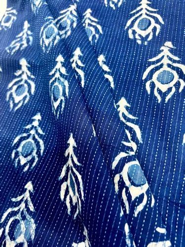 Printed Kantha Cotton Fabric For Shirts Kurti Packaging Type Roll