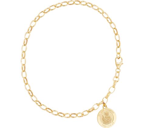 Vicenza Gold 8 Rolo Link Saint Charm Bracelet 14k Gold 31g —