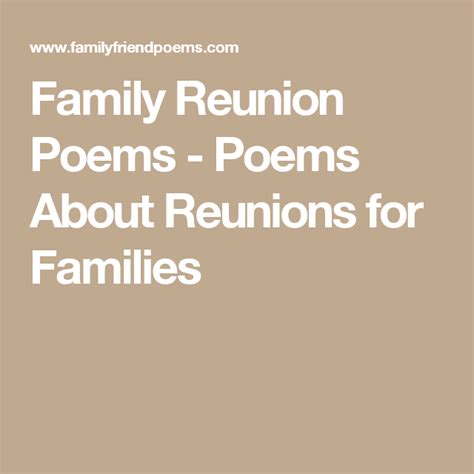 Family Reunion Poems - Poems About Reunions for Families