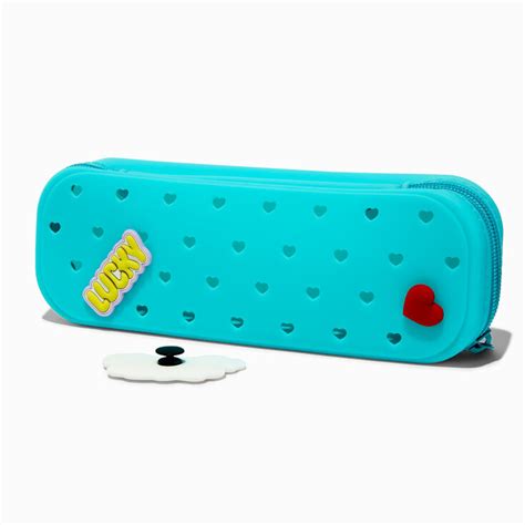 Blue Silicone Charm Pencil Case Claires Us