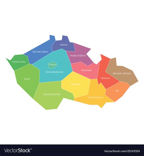 Regions czech republic map regional Royalty Free Vector