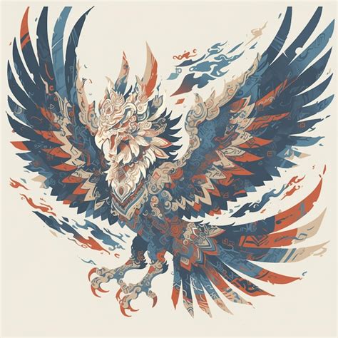 Indonesian Garuda Bird Patterns With Mythical Elements Premium Ai