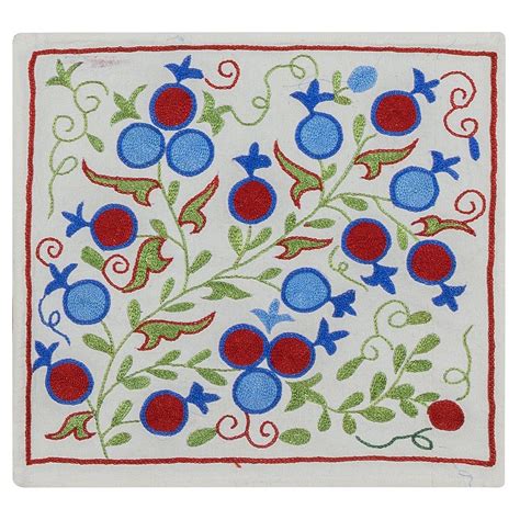 Pomegranate Tree Design Silk Embroidery Suzani Colorful Cushion Cover