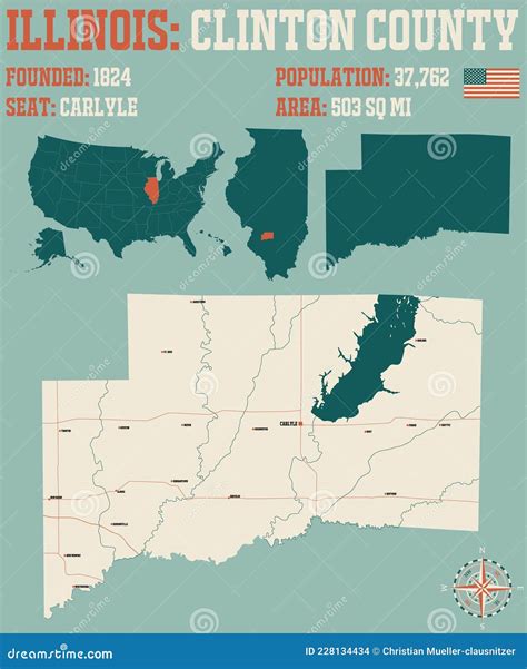 Mapa Do Condado De Clinton Em Illinois Ilustração do Vetor Ilustração