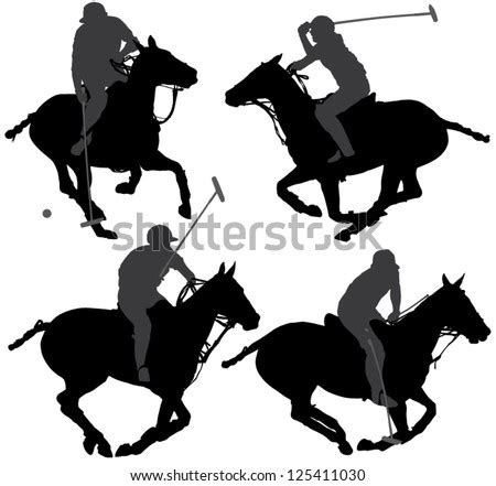 Polo Player Silhouette On White Background Stock Vector Illustration