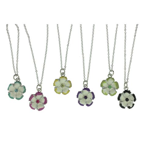 16 Zinc Alloy Silver Plated Flower Necklace Igm