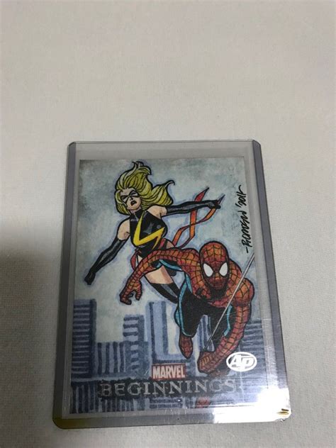 Rare Marvel Sketch Card Spider Man And Ms Marvel Hobbies Toys