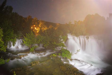 waterfalls in night 11586516 Stock Photo at Vecteezy