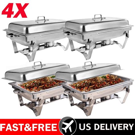 Homemart 4 Pack Stainless Steel Chafing Dishes 9l8 Quart Full Size