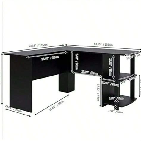 Home L Shaped Wood Right Angle Computer Desk With Two Layer Shelves