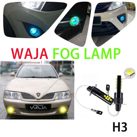 Proton Waja Fog Lamp Led Bulb Ice Blue White Yellow Lampu Spotlight