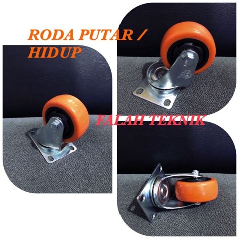 RODA TROLI ETALASE PVC 4 ROHA CASTER SWIVEL Hidup Putar Orange