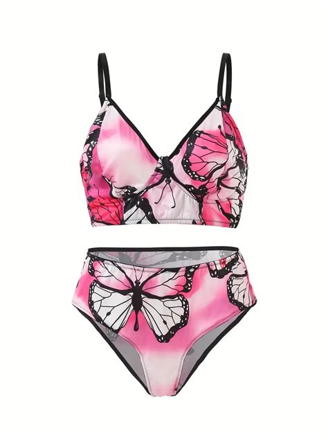 Plus Size Butterfly Print Sexy Lingerie Set Womens Plus Temu Australia