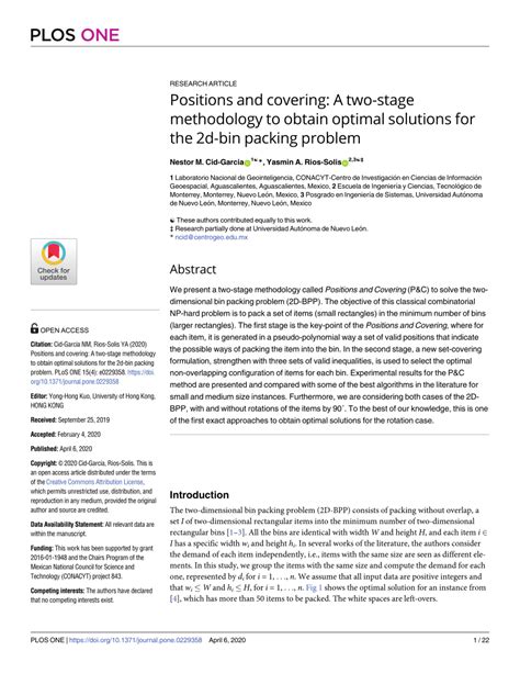 PDF Positions And Covering A Two Stage Methodology To Obtain Optimal