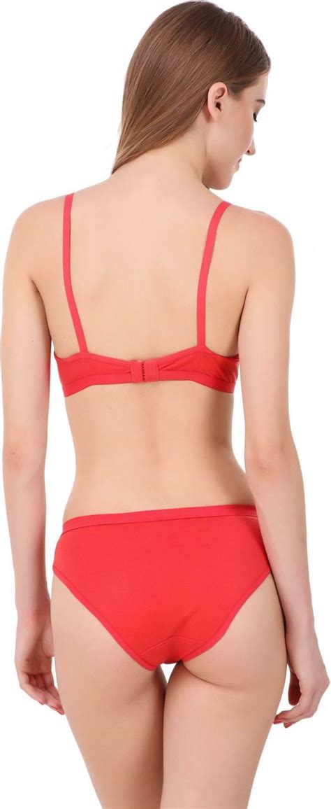 Tace Women Red Solid Cotton Blend Lingerie Set Jiomart