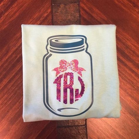 Mason Jar Monogram T Shirt With Bow Monogram T Shirts Monogram Tshirt Monogram