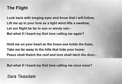 The Flight Poem By Sara Teasdale Poem Hunter