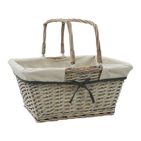 Arianna Rectangular Willow Shopping Basket JVL Homeware Solutions