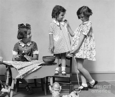 Girls Playing Fashion Designers C 1930s Photograph By H Armstrong Roberts Classicstock Fine