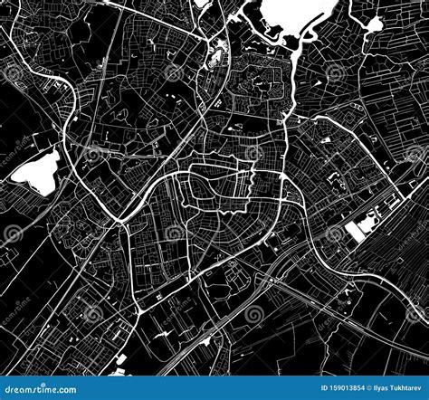 Map of the City of Leiden, Netherlands Stock Illustration ...