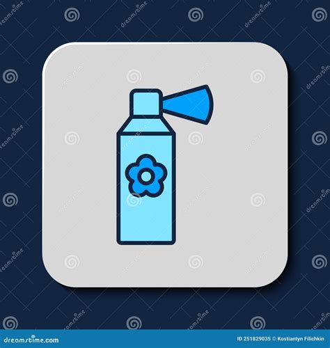 Filled Outline Air Freshener Spray Bottle Icon Isolated On Blue