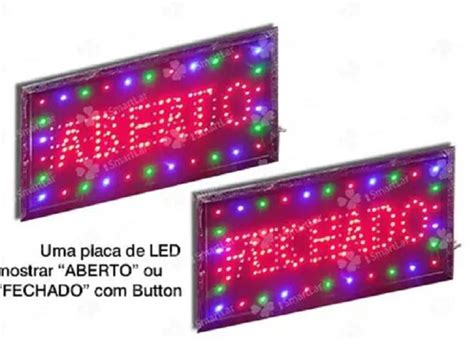 Placa Letreiro Led Luminoso Decoração 2 Em 1 Aberto fechado LH