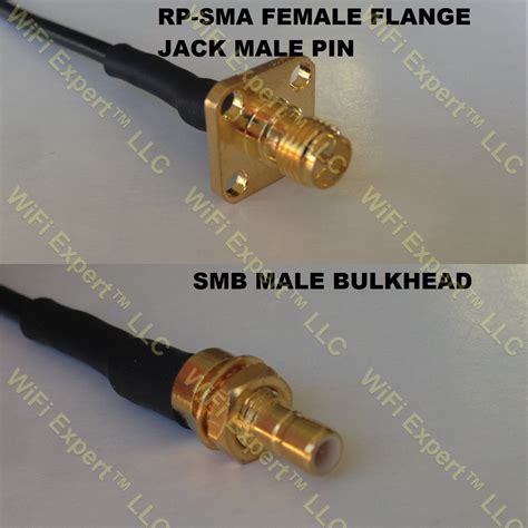 RG316 RP SMA Female Flange To SMB MALE BULKHEAD Coaxial RF Pigtail