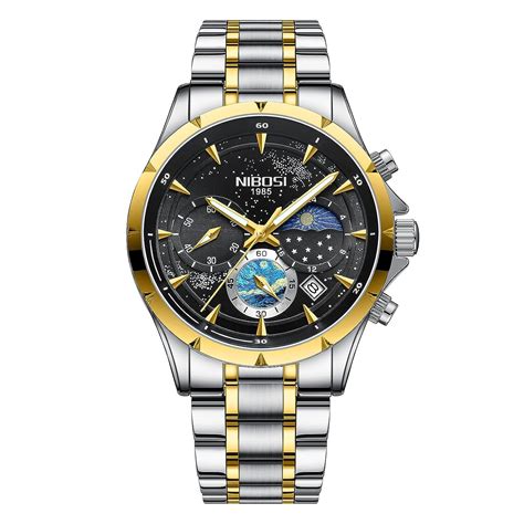 Buy Nibosi Men S Watches Analog Minimalist Black Dial Watches For Men Business Chronograph