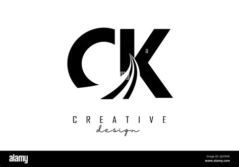 Creative Black Letter Ck C K Logo With Leading Lines And Road Concept