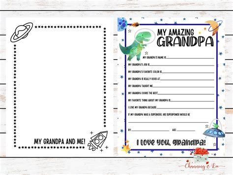 Fathers Day Printable Questionnaire Grandpa Fathers Day Etsy