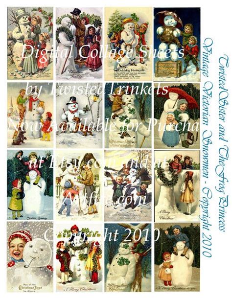 Vintage Snowman Cards Collage Sheet - Pick 1 of 2