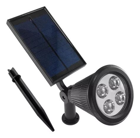 Estaca Solar Reflector Lampara Led Jard N Aut Noma Exterior Color Negro