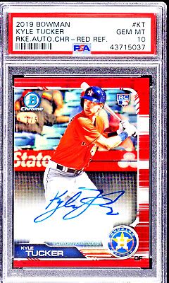 2019 BOWMAN CHROME RED REFRACTOR KYLE TUCKER ROOKIE AUTO 5 CRA KT PSA