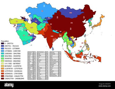 El Mapa De Asia Clasificado Por El N Mero De Habitantes De Los Pa Ses