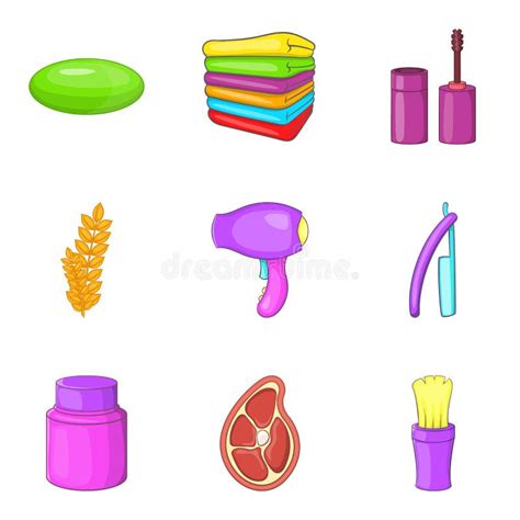 Beauty Salon Icons Set, Cartoon Style Stock Vector - Illustration of ...