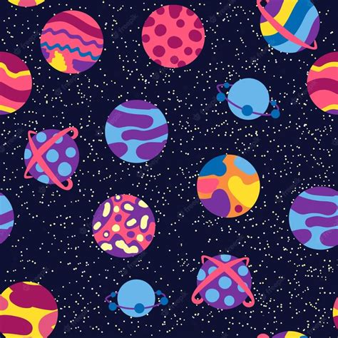 Premium Vector Seamless Space Pattern Planets Rockets And Stars