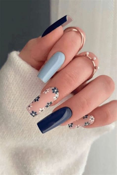 50 Best Blue Coffin Nail Designs To Die For Дизайнерские ногти