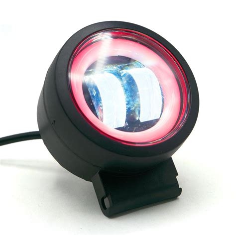 Faro Auxiliar Led Con Lupa Redondo Con 2 Led Ojo De Angel Con Luz