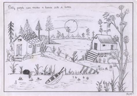 Pencil Sketch Of A Scenery DesiPainters