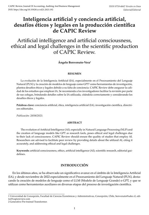 Pdf Inteligencia Artificial Y Conciencia Artificial Desaf Os Ticos