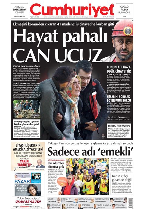 Cumhuriyet Gazetesi Ekim Pazar G N Man Eti