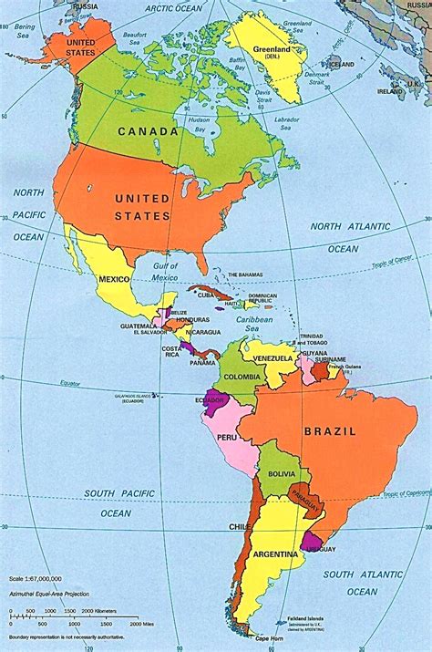 Mapa Continente Americano Con Nombres