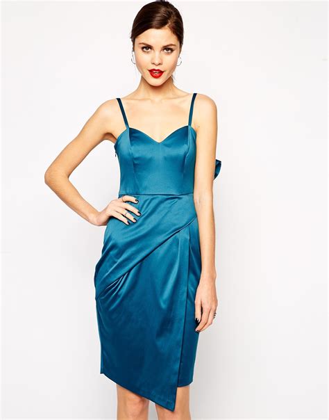 Asos Satin Bow Pencil Dress