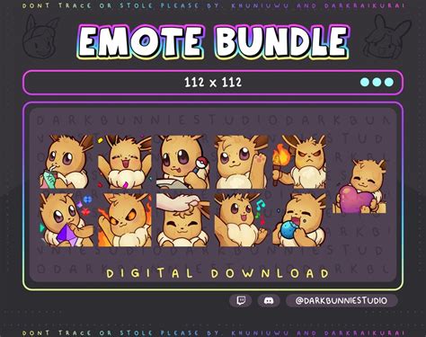 Eevee Emotes Bundle For Twitch And Discord No Animated Etsy