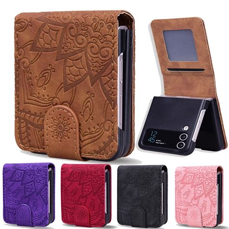 Tui De T L Phone En Cuir Avec Porte Cartes Pour Samsung Galaxy Z Flip