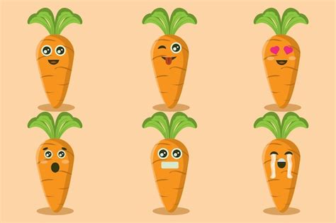 Premium Vector Carrot Character With Various Emotions