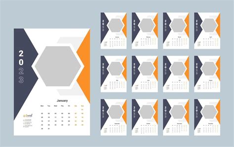 vägg kalender 2023 mall design 13440777 Vektorkonst på Vecteezy