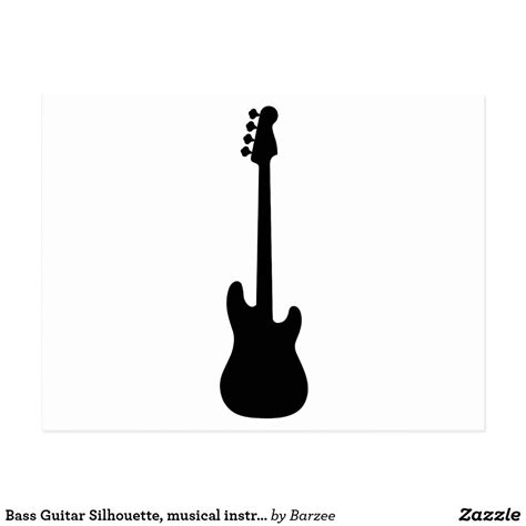 Bass Guitar Silhouette, musical instrument Postcard | Zazzle | Bass ...