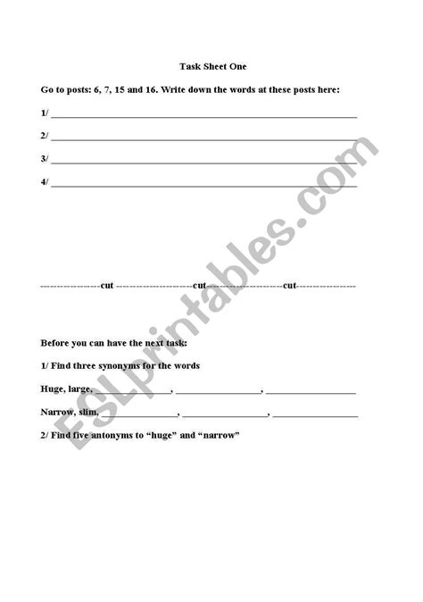 English Worksheets Treasure Hunt Synonyms And Antonyms